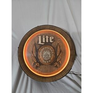 Vintage Miller Lite "A Fine Pilsner Beer" light-up barrel sign - WORKS